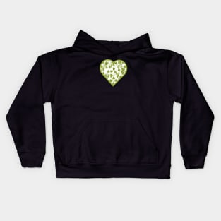 Green Leaves Pattern in a Heart Shape - For Nature Lover's Only Kids Hoodie